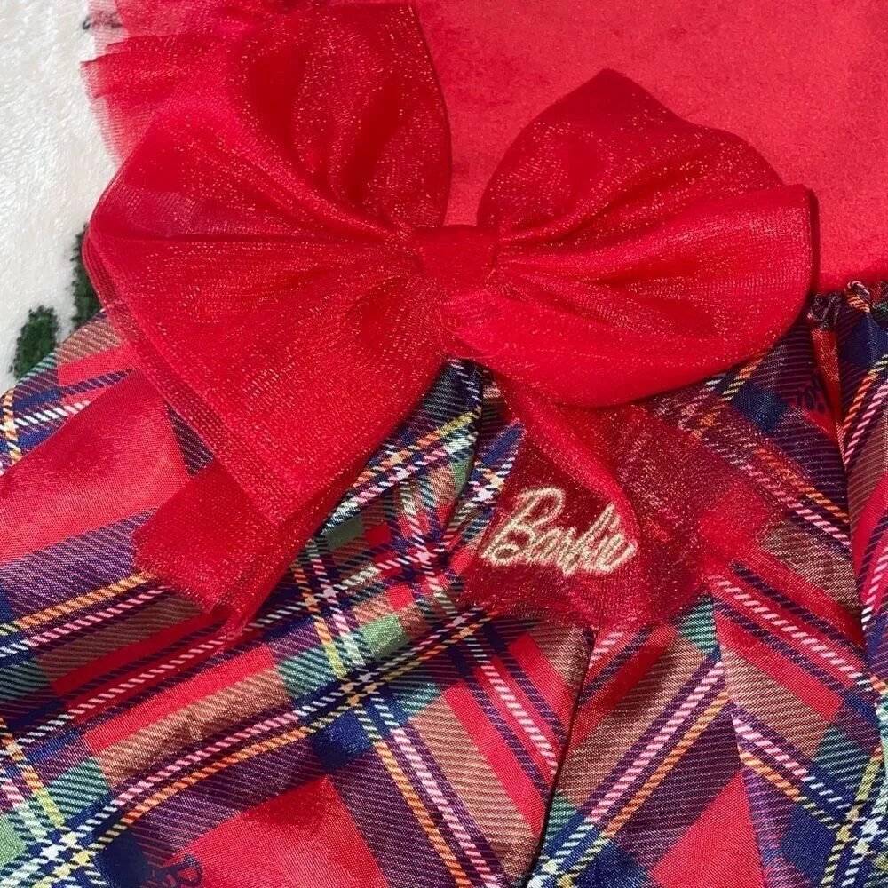 Barbie plaid toddler girl Christmas holiday party dress size 4T new with tags